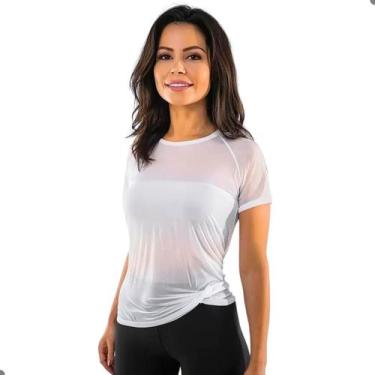 Imagem de Blusa Feminina Tule Academia Blusinha Verão Moda Fitness Transparente 