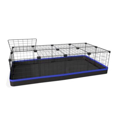Imagem de Cercado 60x120x30 Cm Preto com Teto Bandeja Higiênica Nylon Azul - IGU