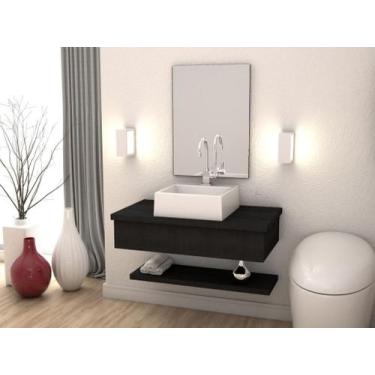 Imagem de Bancada Metrópole 806w 80cm C/cuba Q355 e Espelheira - Compace, Preto 