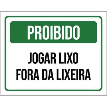 Imagem de Kit 3 Placas Proibido Jogar Lixo Fora Lixeira - Sinalizo