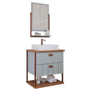 Imagem de Gabinete Para Banheiro 60 Cm 100% Mdf 2 Gavetas C/ Espelheira Uni Mgm 