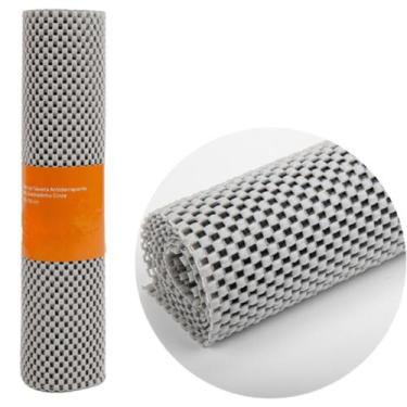 Imagem de Forro p/ gaveta antiderrapante pvc quadradinho 30x150cm cinza - Paramo