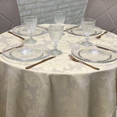 Imagem de Toalha de Mesa Jacquard Redonda para Festas Buffet Eventos - MUMUDECOR