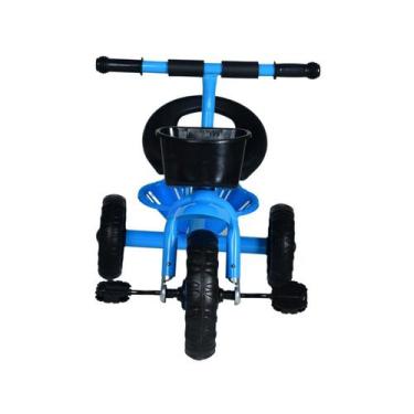 Imagem de Motoquinha Menino Triciclo Azul Duas Cesta Banco Três Rodas - Bangtoys