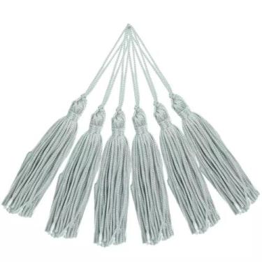 Imagem de Pingente 7cm Cinza Prata Franja de Seda 300 Tassel - 10 unidades - NY