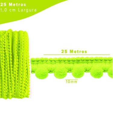 Imagem de Fita Pompom Verde Folha 10mm Rolo Com 25 Metros - Nybc