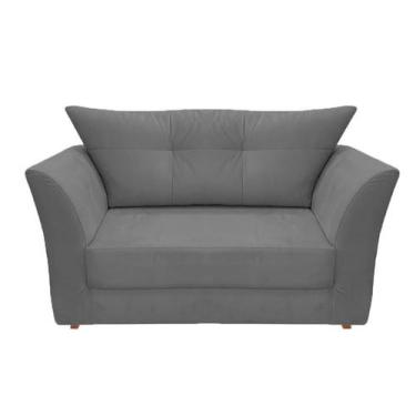 Imagem de Namoradeira Decorativa Isis Suede Cinza Pés Madeira Ms Decor - Mansão 