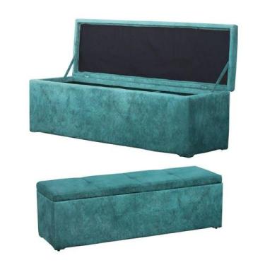 Imagem de Puff Bau Recamier Casal Para Cama Box Turquesa - BEATRIZ DECOR 