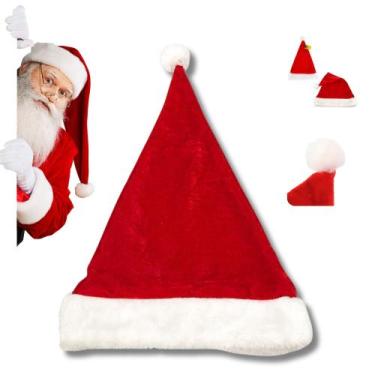Imagem de Gorro Papai Noel Veludo 40cm Luxo Fantasia premium Natal enfeite natal