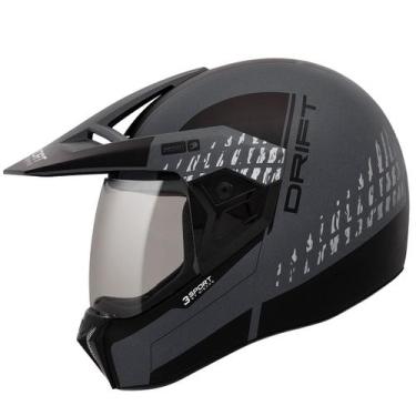 Imagem de Capacete Bieffe 3 Sport Drift Preto Fosco Grafite Motocross, 58