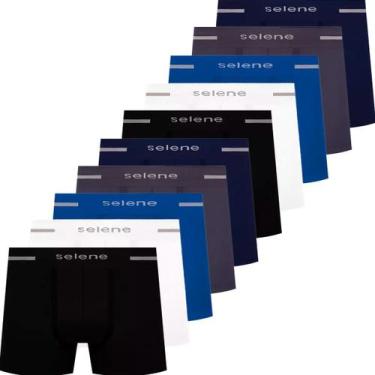 Imagem de Kit 10 Cuecas Boxer Selene Masculina Microfibra Box Sem Costura Atacad