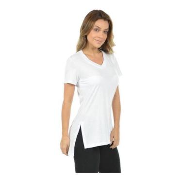 Imagem de Blusa Feminina Longa Mullet Gola V Longline Tj - Vesttuario, GG, Branc