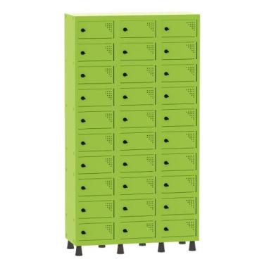 Imagem de Armário Porta Objetos de Aço 3 Vãos 30 Portas Pitão Pandin 1,90 m Verd