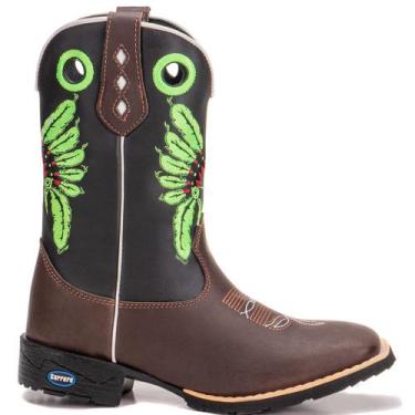 Imagem de Bota Texana em Couro Country Cano Longo Masculina Bico Quadrado - Carr