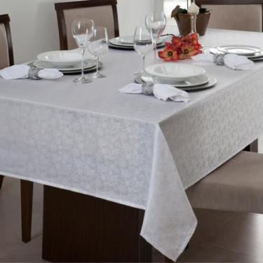 Imagem de Toalha de Mesa Quadrada 4 Lugares Impermeável Branca Zani 1,60X1,60M -
