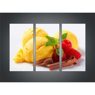 Imagem de Quadro Decorativo Sorvete Sorveterias Gourmet Com 3 peças Com Moldura 