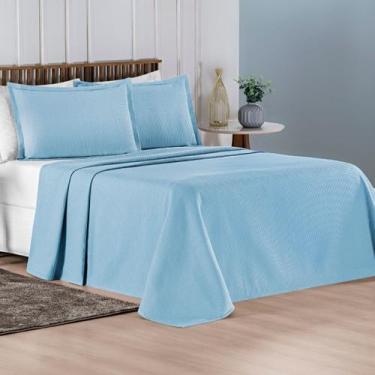 Imagem de Cobre Leito Casal 100% Algodão com Porta Travesseiro Aba Americana Cha