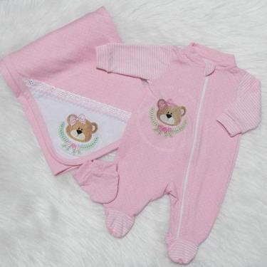 Imagem de Saída de Maternidade para Bebe Menina Bordada Ursinha 3 peças - Pandor