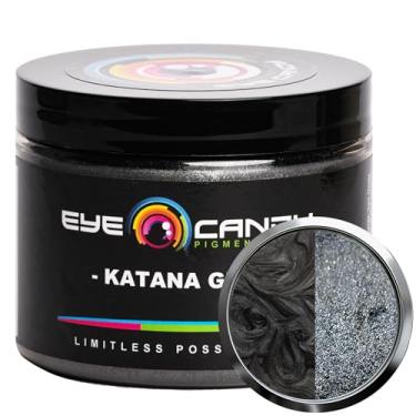 Imagem de Pigmento em pó Mica "Katana Grey" (50 g) para artes e artesanato, aditivo multifuncional | trabalhos com madeira, epóxi, resina, bombas de banho naturais, tinta, sabão, esmalte de