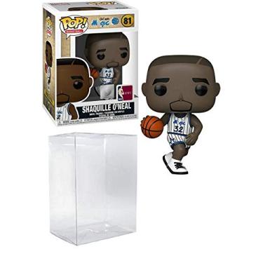 Imagem de Shaquille O'Neal Orlando Magic Home Jersey #81 Pop Sports NBA Legends Boneco de Ação (com protetor de pop Ecotek para proteger a caixa de exibição)