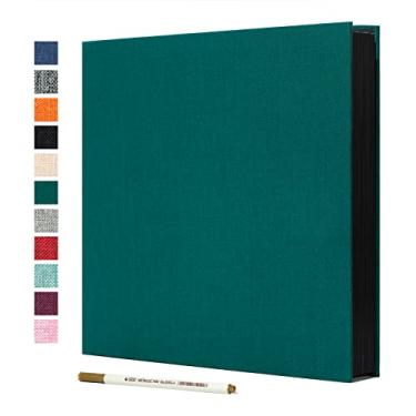 Imagem de Spbapr Álbum de fotos grande autoadesivo capa de linho álbum de recortes magnético DIY Livro de sucatas 60 páginas adesivas pretas para fotos 3x5 4x6 5x7 8x10 com uma caneta de metal