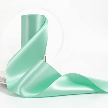 Imagem de HUIHUANG Fita de cetim dupla face de 10 cm de largura, fita de cetim aqua, fita de tecido grosso para cadeira, buquê de casamento, decoração de festa, arcos grandes, para costura, guirlandas, decoração, artesanato, 9 jardas/rolo