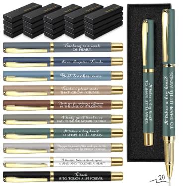 Imagem de Seajan Conjunto de 20 canetas esferográficas de tinta preta inspiradoras de Natal para professores, professores, educadores, conselheiros, escolares, materiais de escritório (coloridas)