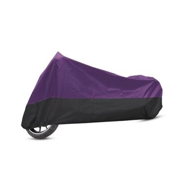 Imagem de VekAuto Capa para motocicleta, capa completa para motocicleta, proteção contra poeira, chuva, impermeável, 190T XXL roxo e preto para Harley a maioria dos vestidos completos Touring Cruiser Scooters