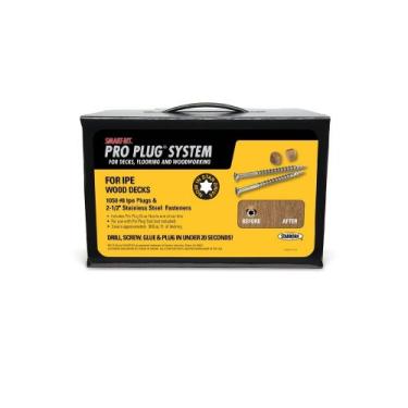 Imagem de Sistema Starborn Pro Plug para deck de madeira Ipe de 300 pés quadrados com parafusos de aço inoxidável 1050 #8 x 2-1/5.1 cm