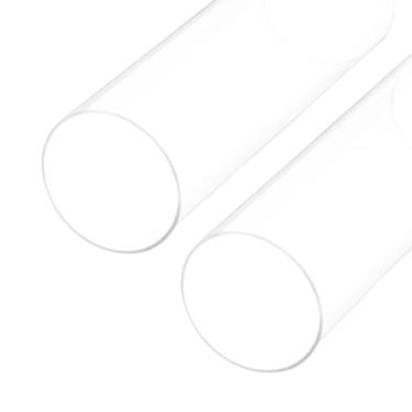 Imagem de Rebower Tubo rígido de plástico transparente de 20 cm 76 mm x 80 mm (3" x 3,125") tubo de acrílico redondo de policarbonato, [para encanamento, hidráulica, aquário, faça você mesmo] - 2 peças