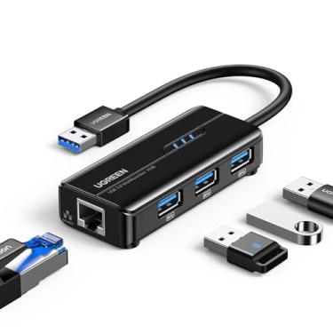 Imagem de UGREEN Adaptador Ethernet Hub USB 3.0 Conversor de rede 10 100 1000 Gigabit com 3 portas USB 3.0 Hub compatível com laptop PC Nintendo Switch MacBook Mac Mini Surface XPS Windows Linux macOS e