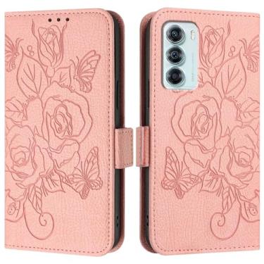 Imagem de Capa de Estojo Compatible with Motorola Moto Edg S30/G200 5G Case,Wallet Case Slim PU Leather Phone Flip Folio Case,Shockproof Protective Case with Card Holders+Wrist Strap Capa de Estojo(Pink)