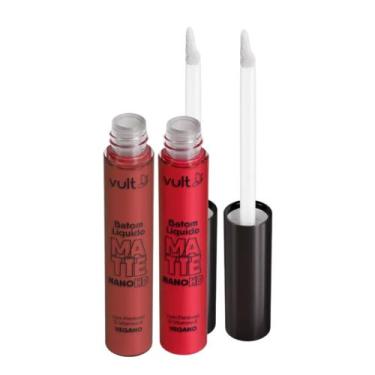 Imagem de Kit Batom Líquido Vermelho Rubi e Amendoa - Vult
