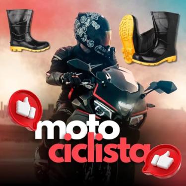 Imagem de Bota de PVC Forrada Borracha Impermeável para Motoboy, Chuva, Moto (preto, BR, Adulto, Numérico, 43)