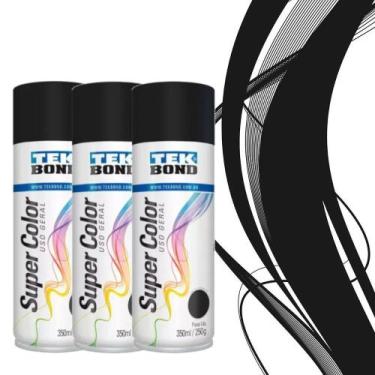 Imagem de Kit 3 tintas spray preto fosco de uso geral 350 ml - TekBond - TekBond