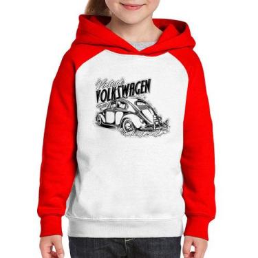 Imagem de Moletom Infantil Fusca - Foca na Moda, Branco, Vermelho, 10
