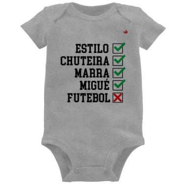 Imagem de Body Bebê Futebol que é bom, nada - Foca na Moda, Cinza, G