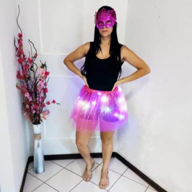 Imagem de Saia Tule Carnaval Tutu com Luz Led Brilho - Le Bela, Rosa