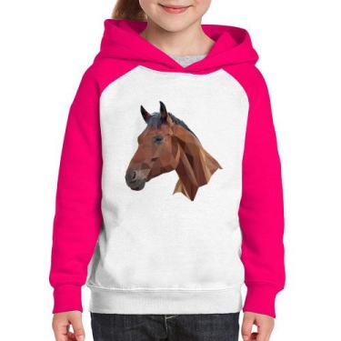 Imagem de Moletom Infantil Cavalo Arte Mosaico - Foca na Moda, Branco, Rosa, 4