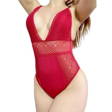 Imagem de Body Rendado Decote Em V - C43 - Fanáticos Por Cintas, Vermelho, M, Fe
