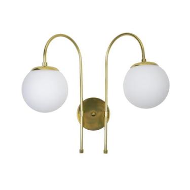 Imagem de Lustre Arandela Dupla Duas Bolas Globo Dourado 261 - ILUMINAMUNDO