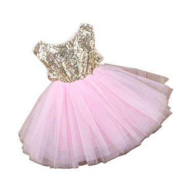 Imagem de Vestido Infantil de Bebê Festa Com Paetê E Saia De Tulê - Só Princesas