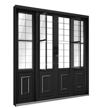 Imagem de Porta de Correr de Aço com Postigo 213 x 200 x 13 cm Preto 4 Folhas Gr