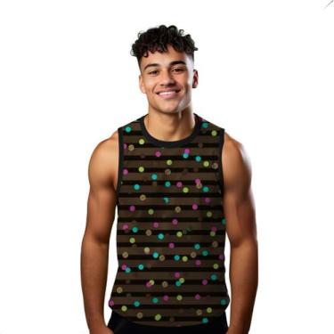 Imagem de Camiseta Algodão Regata Verão Estilo Moda Praia Listras Bolinhas Choco