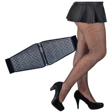 Imagem de Cinto Corselet com Rebites Modelo Vintage Gótico Steampunk + Meia Calç