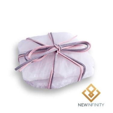 Imagem de Porta Copos Quartzo Rosa Pedra Natural Cristal 2 Unidades - Infinity, 