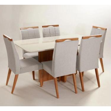 Imagem de Mesa de jantar + 6 cadeiras Paris tampo 160 cm Castanho - Gran Decore