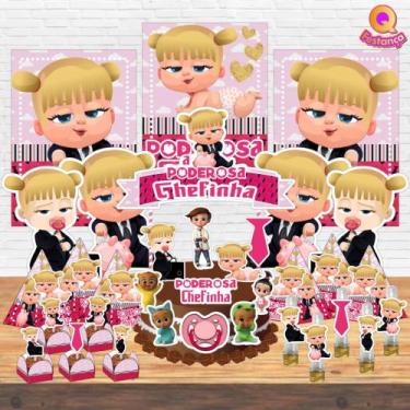Imagem de Kit Decoração de Festa Aniversário Bolo Topper Poderosa Chefinha  Qfes