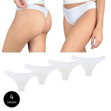 Imagem de Kit 4 Calcinhas Fio Dental Try Basics Algodão Cotton Básica Lisa Moda 