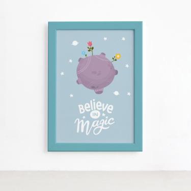 Imagem de Quadro para Quarto de Bebê Planeta Principe Moldura Azul - Quartinhos